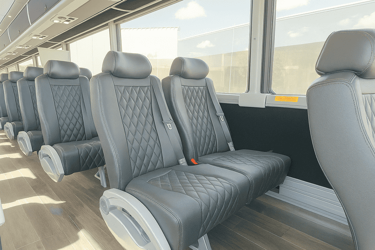 interior of Seattle Coach Bus Service charter bus