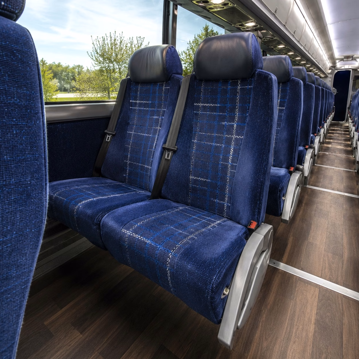 56 passenger charter bus inside